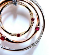 7.38 Carat Natural Ruby Diamond Dangle Chandelier Earrings 14 Karat Gold Omega