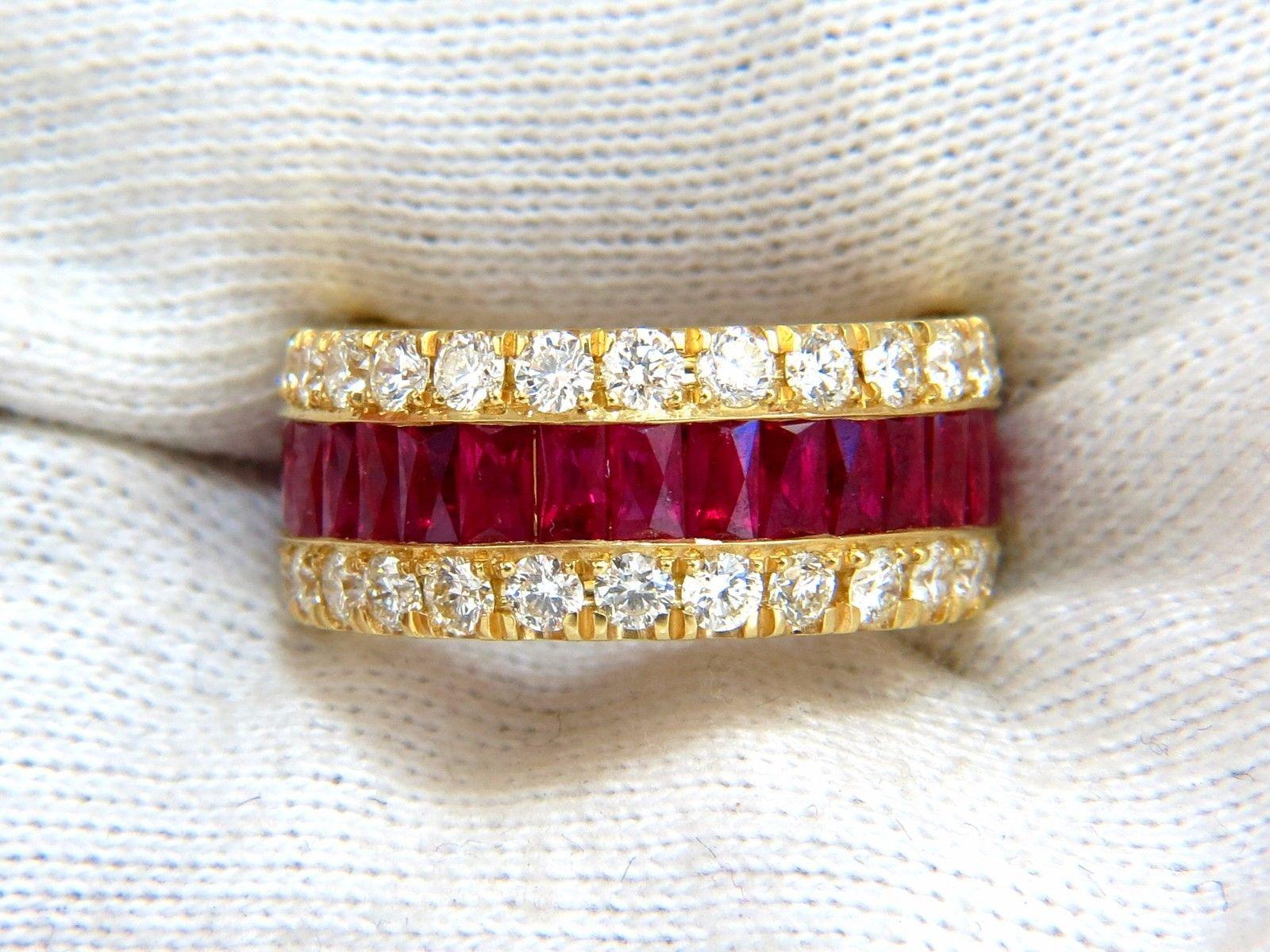 7.38ct Natural Ruby Diamond Eternity Band 18kt Revolver Prime Multirow Ring In New Condition In New York, NY