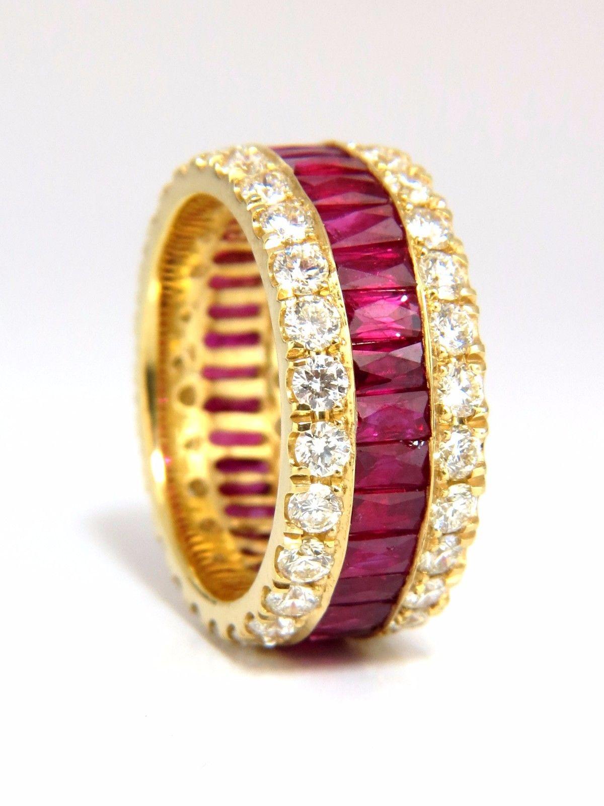 Women's or Men's 7.38ct Natural Ruby Diamond Eternity Band 18kt Revolver Prime Multirow Ring