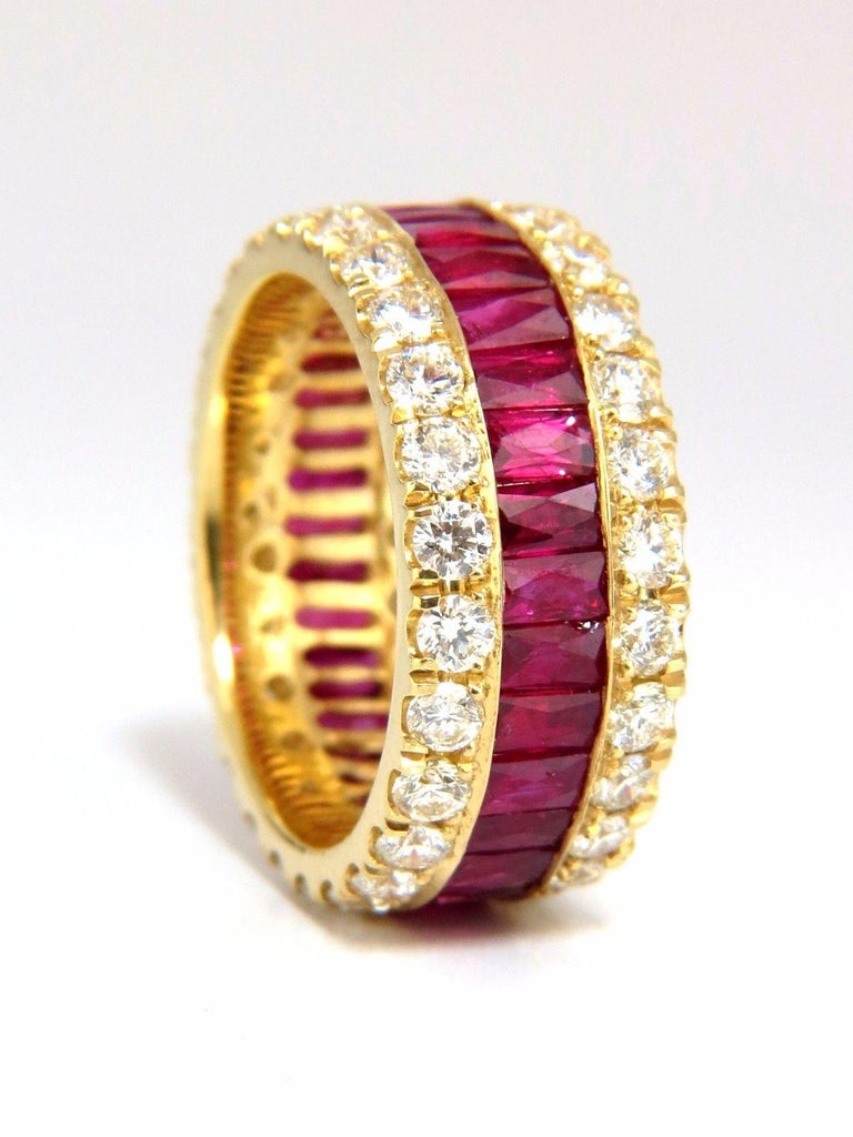 7.38ct Natural Ruby Diamond Eternity Band 18kt Revolver Prime Multirow
