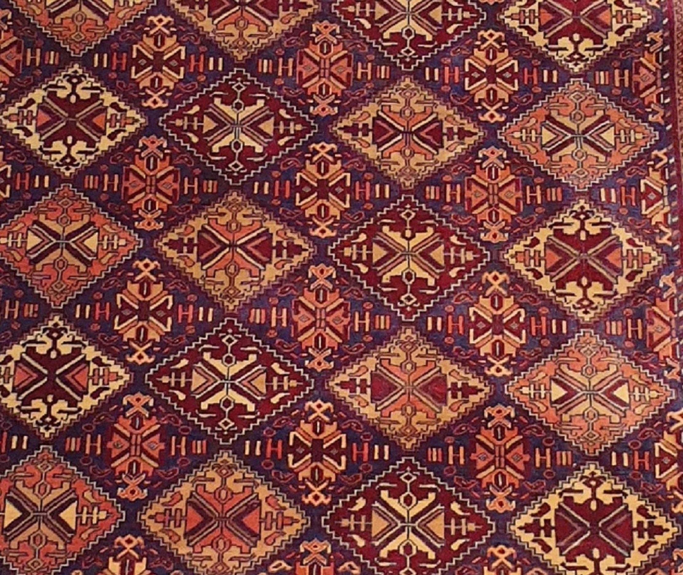 Hand-Knotted 739 - Beautiful Turkmen Bukhara Carpet from the 20th Century For Sale