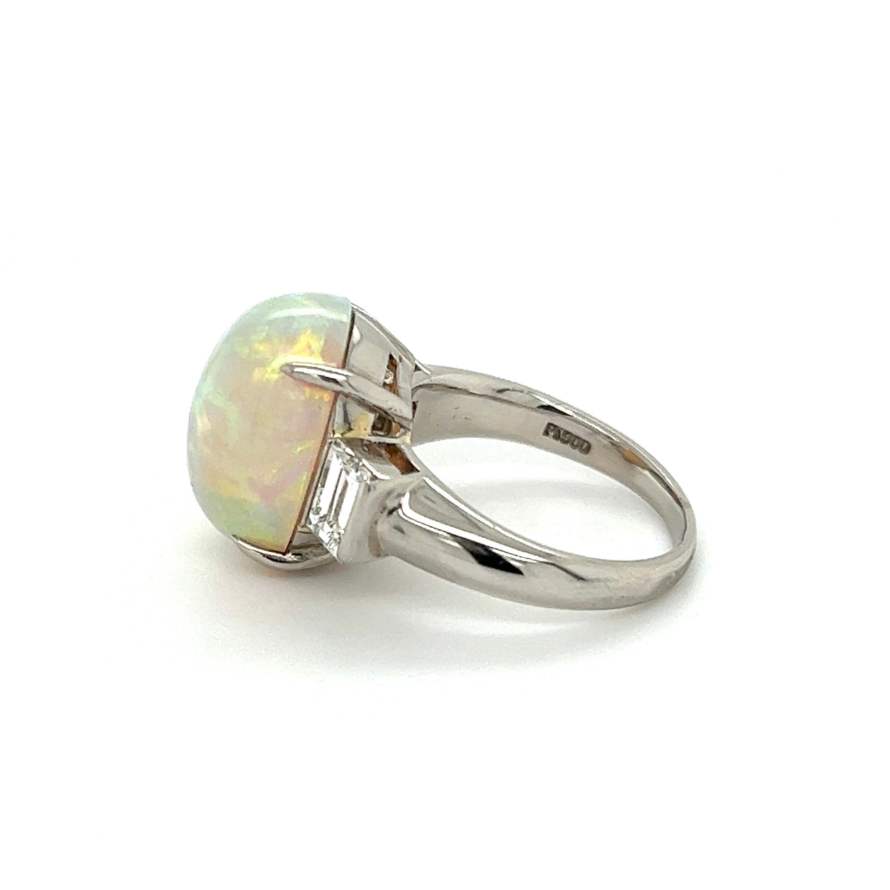 Modern 7.39 Carat Andamooka Opal and Diamond Platinum Cocktail Ring Fine Estate Jewelry For Sale