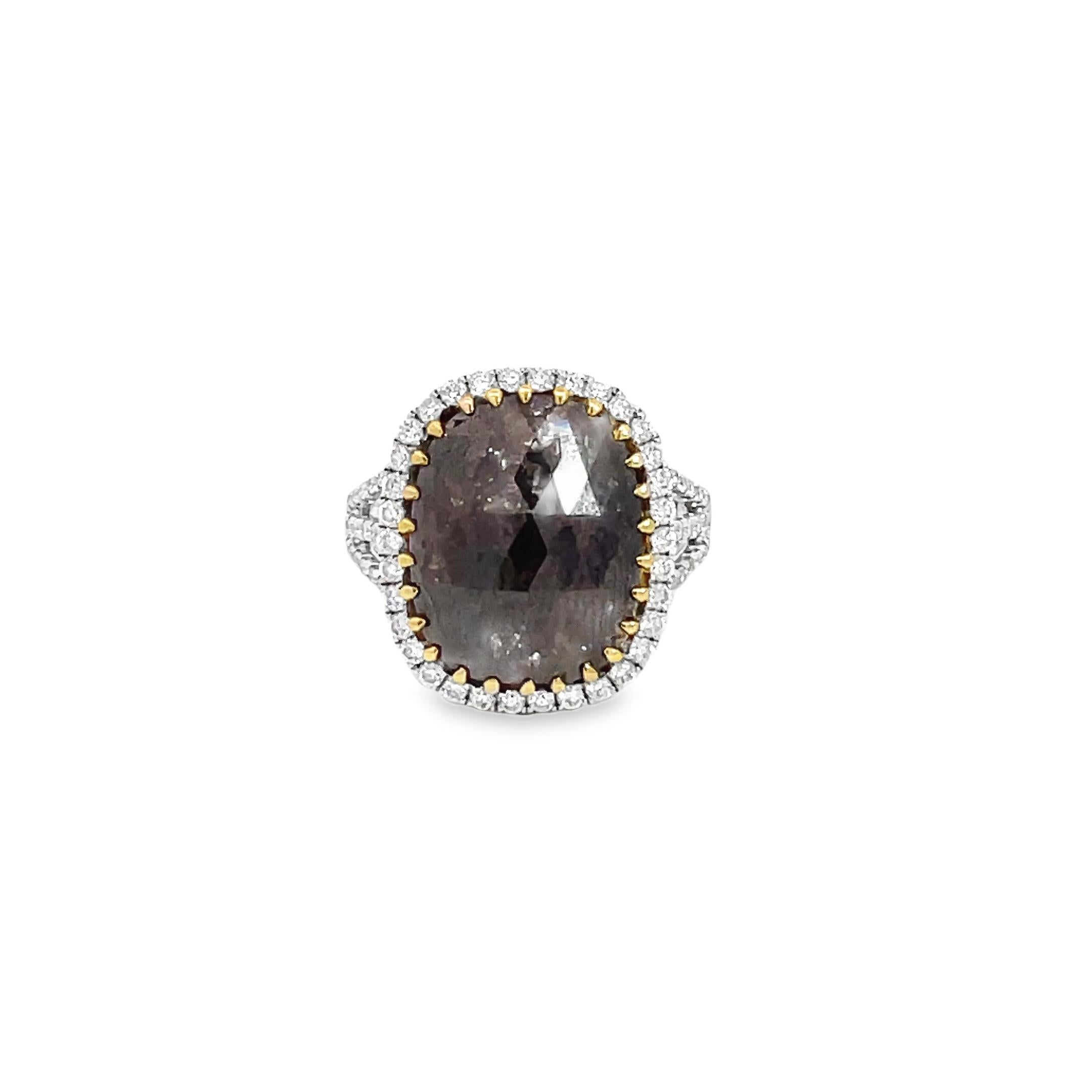 7.39 Carat Rose Cut Cushion Brown and White Diamond Cocktail Ring For Sale 1