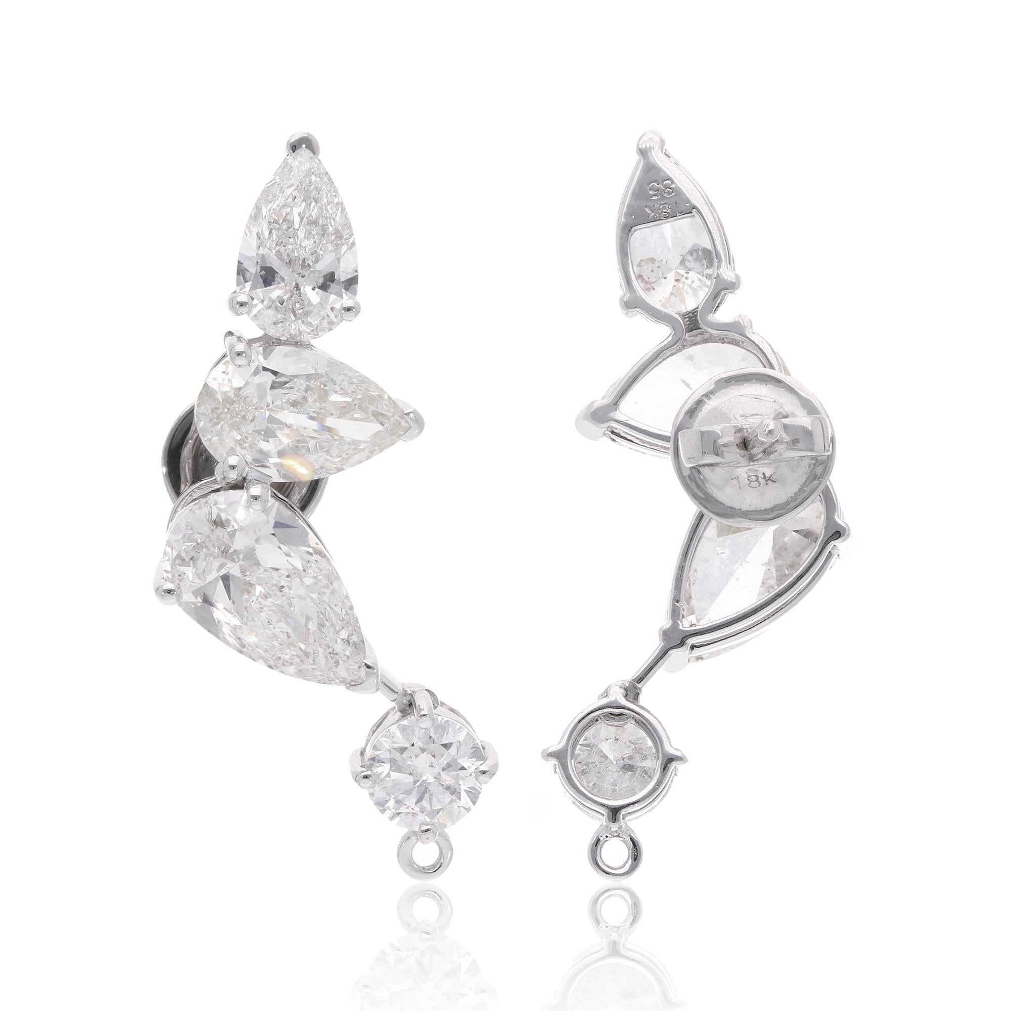 Item Code :- SEE-13007A
Gross Wt. :- 5.82 gm
18k Solid White Gold Wt. :-4.34 gm
Natural Diamond Wt. :- 7.39 Ct. ( AVERAGE DIAMOND CLARITY SI1-SI2 & COLOR H-I )
Earrings Size :- 31 mm approx.

✦ Import Duties, Taxes and Custom