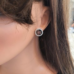 7.39 Carat Total Black Diamond Stud Earrings with Jackets in 14 Karat White Gold
