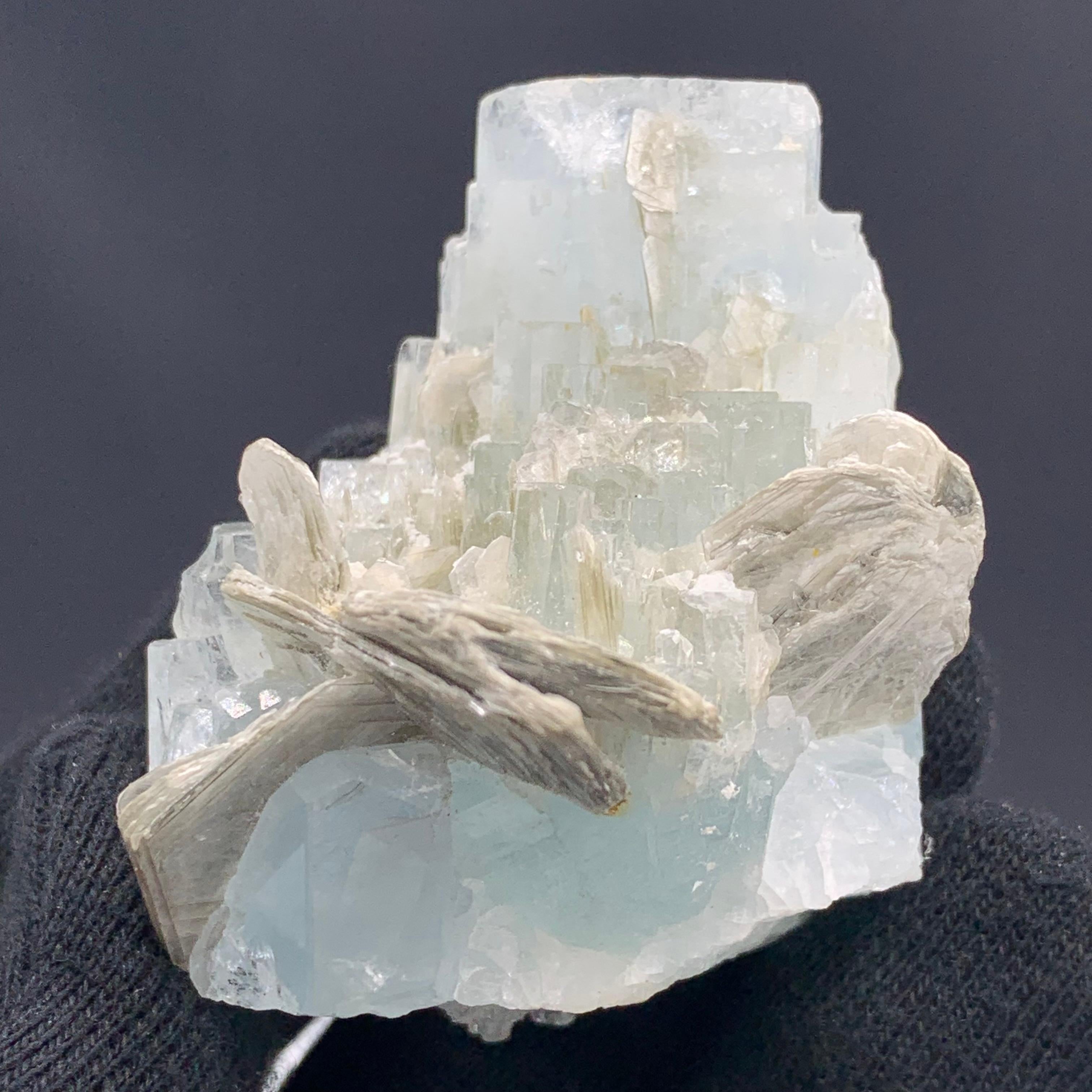 73.96 Gram Amazing Aquamarine Specimen With Muscovite From Skardu, Pakistan  For Sale 2