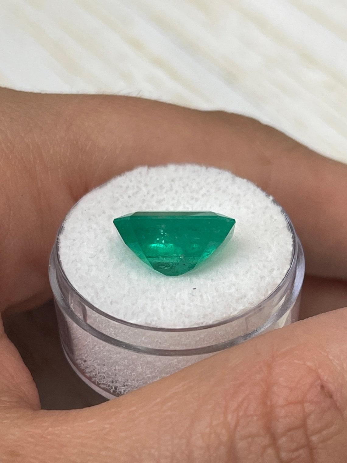 7.39ct Bluish Green Emerald Cut Colombian Gem 14x12 Genuine May Birthstone For Sale 2