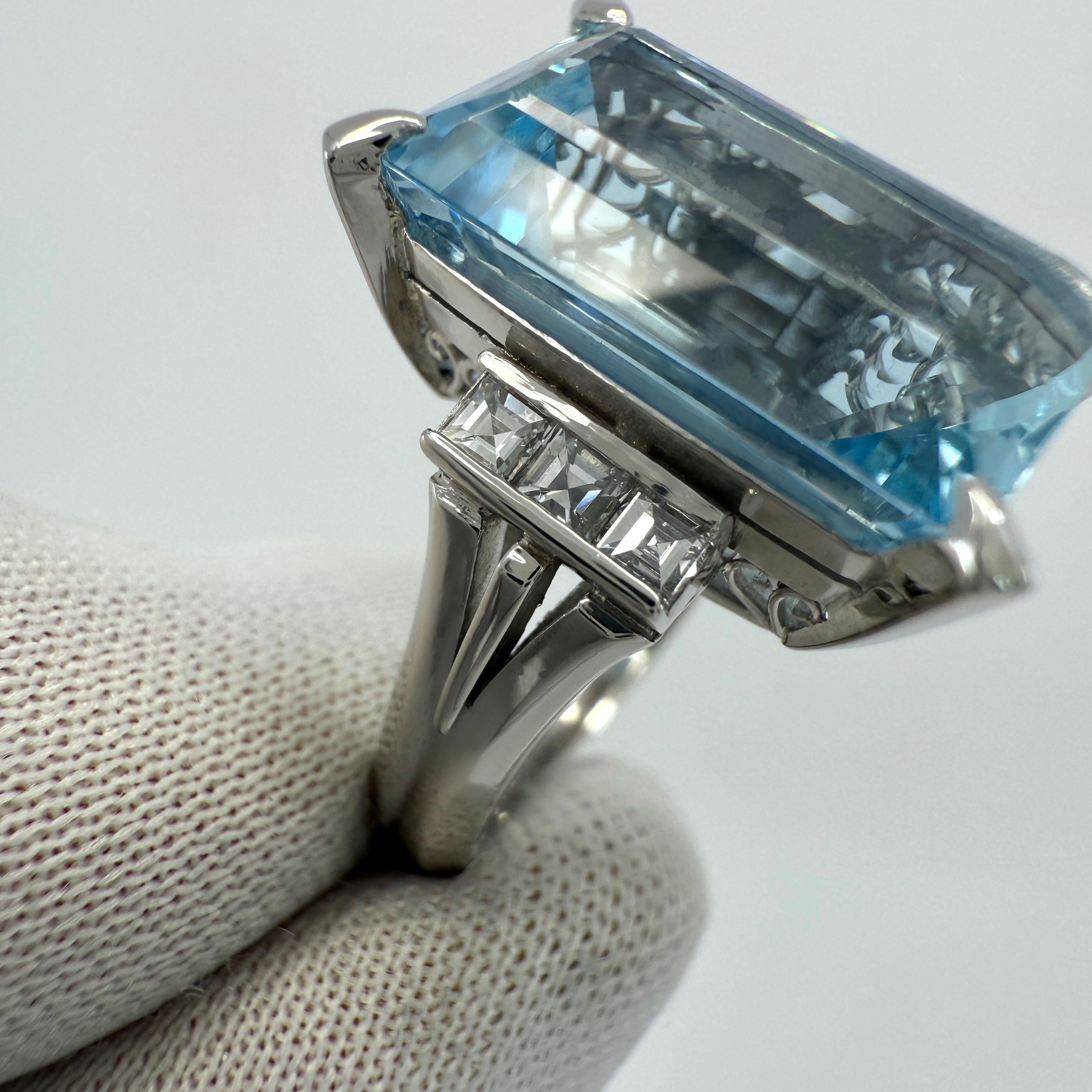 Anillo de platino con aguamarina y diamantes Santa María, talla esmeralda, azul intenso, de 7,39 ct en venta 2
