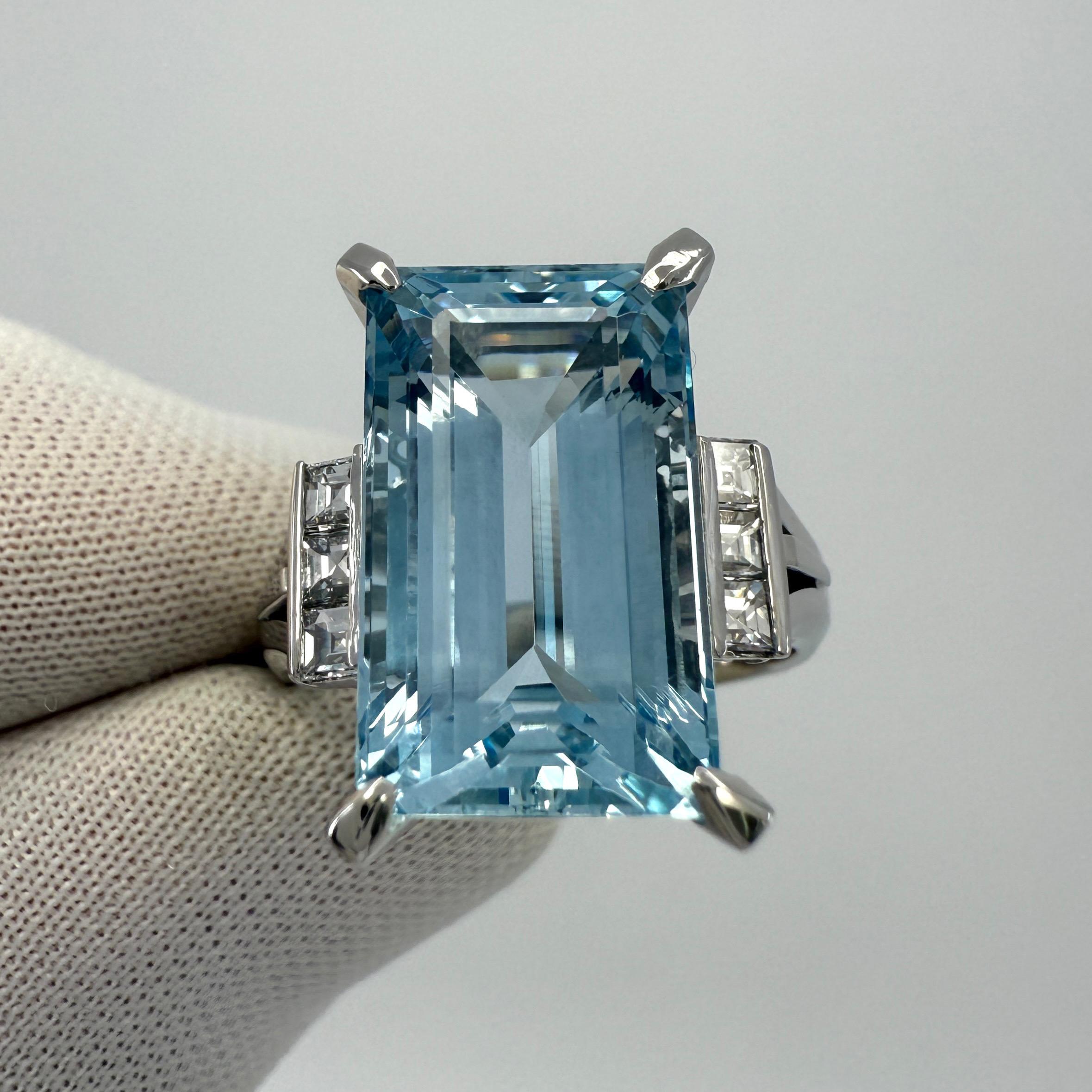 Anillo de platino con aguamarina y diamantes Santa María, talla esmeralda, azul intenso, de 7,39 ct en venta 3