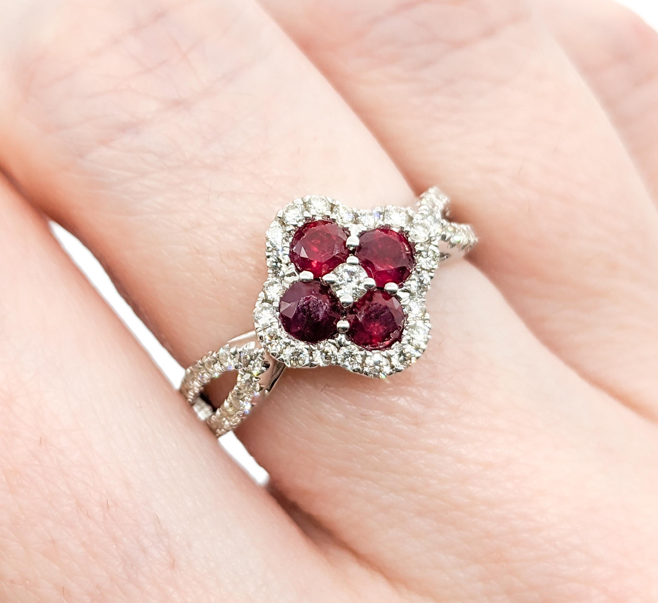 .73ctw Ruby & Diamond Ring In White Gold In Excellent Condition For Sale In Bloomington, MN