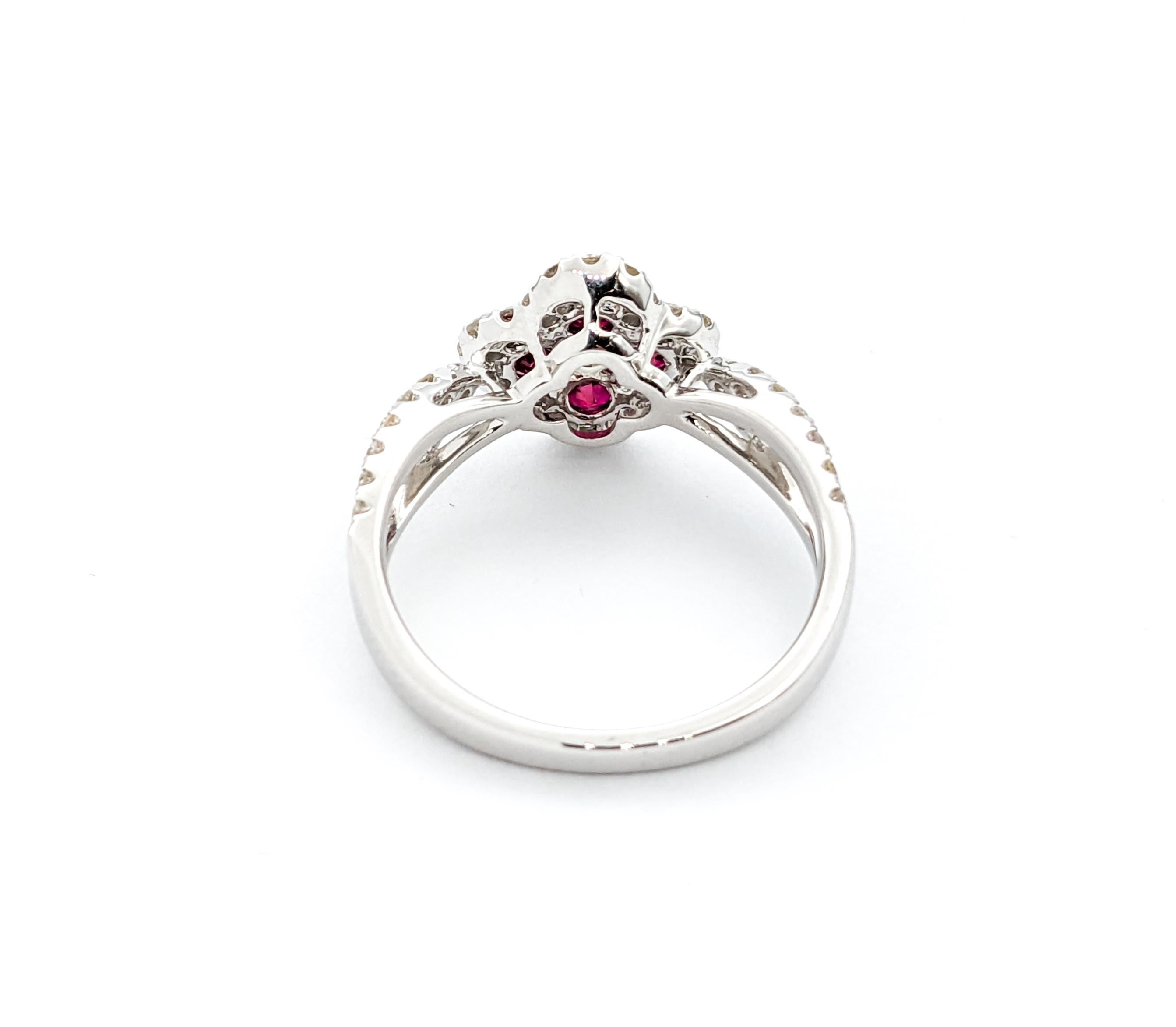 .73ctw Ruby & Diamond Ring In White Gold For Sale 2