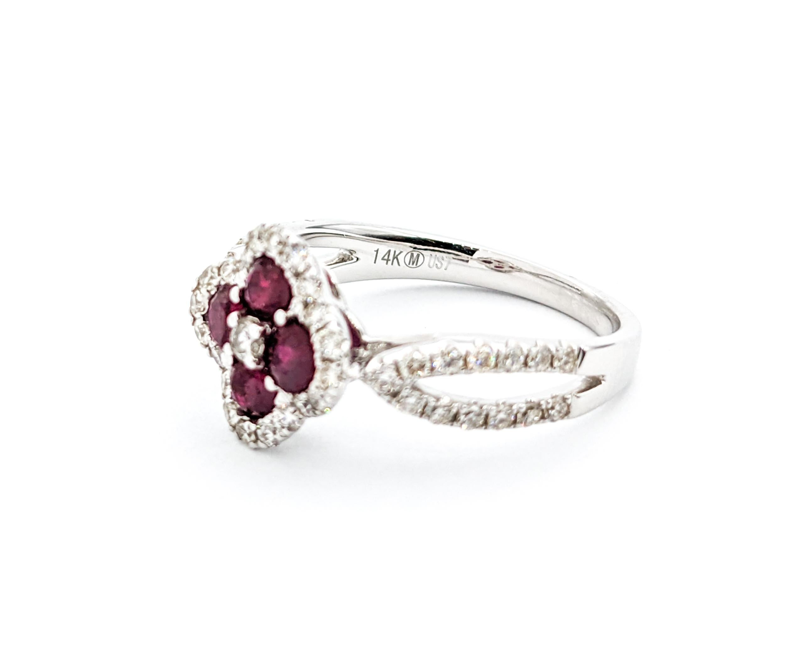 .73ctw Ruby & Diamond Ring In White Gold For Sale 3