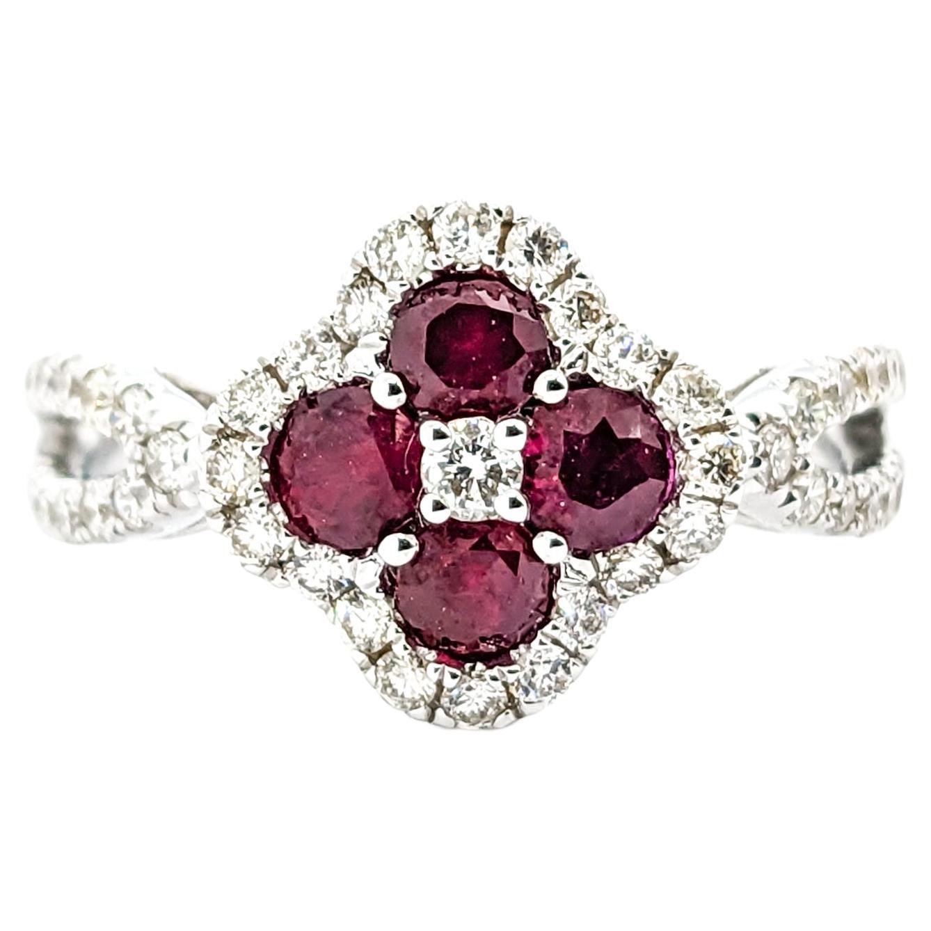 .73ctw Ruby & Diamond Ring In White Gold For Sale