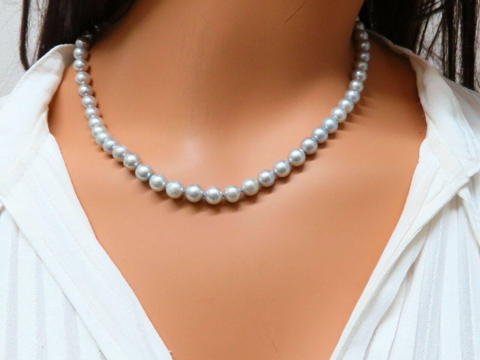 Freshwater Gray Pearls Necklace 14 Karat In New Condition In New York, NY