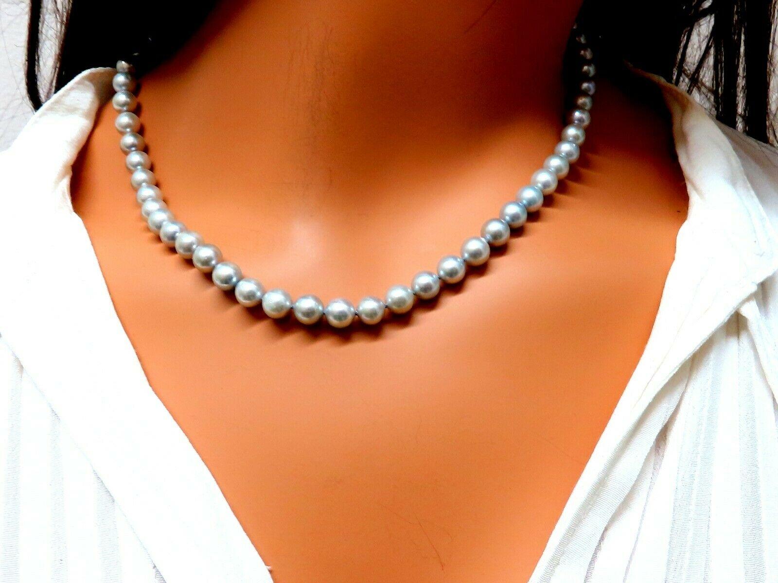 Women's or Men's Freshwater Gray Pearls Necklace 14 Karat