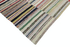 7.3x10.2 ft Einstellbare türkische Rag Teppich, Vintage Handmade Kilim, bunte Streifen