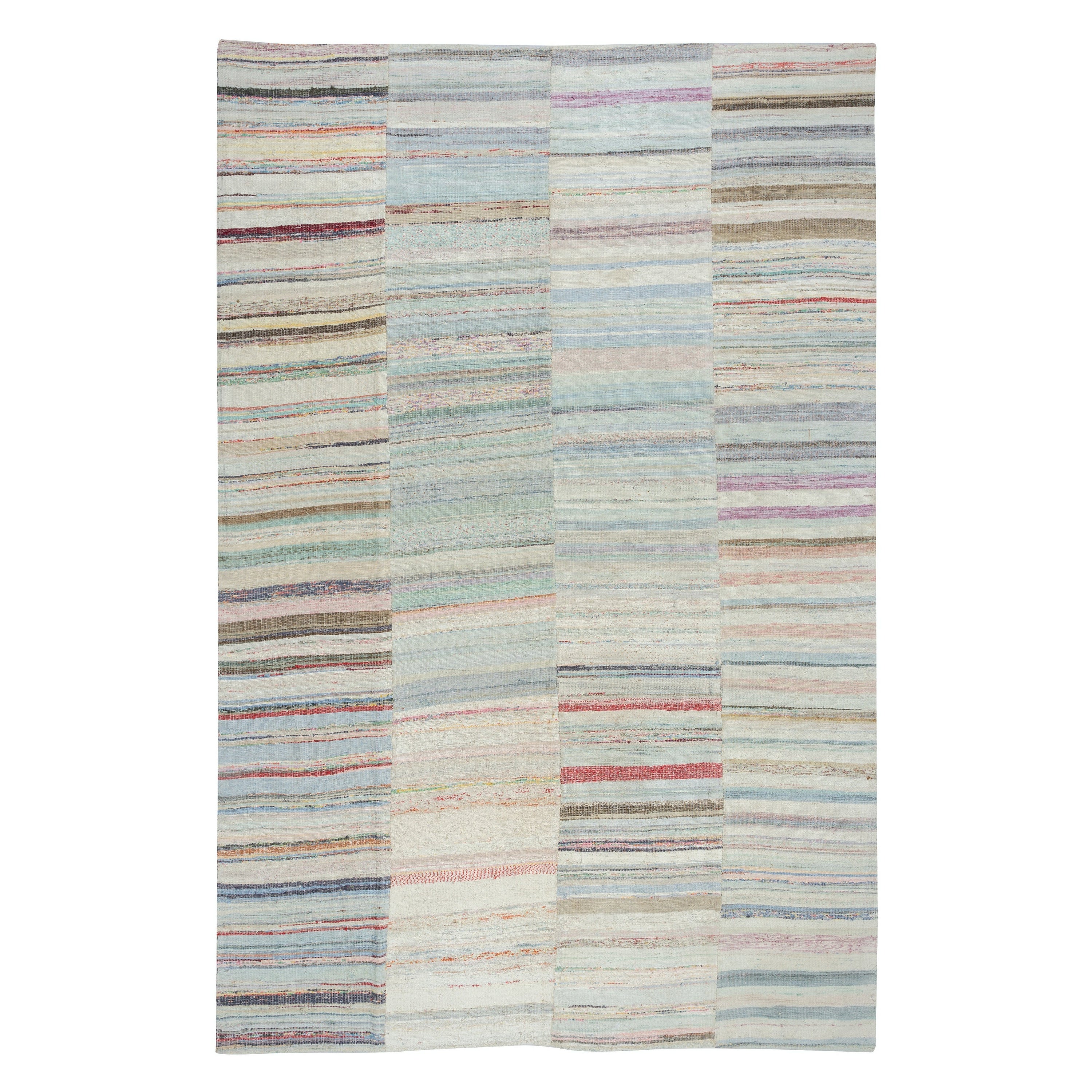 7.3x10.2 ft Vintage Multicolor Kilim, Handwoven Turkish Rag Rug, Adjustable Size
