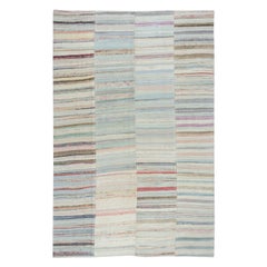 7.3x10.2 ft Vintage Multicolor Kilim, Handwoven Turkish Rag Rug, Adjustable Size