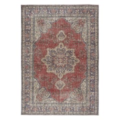 7.3x10.4 Ft Vintage Handknotted Turkish Area Rug. Traditional Wool Carpet