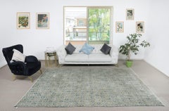 7.3x10.6 Ft Vintage Handmade Floral Design Rug. One-of-a-kind Turkish Carpet