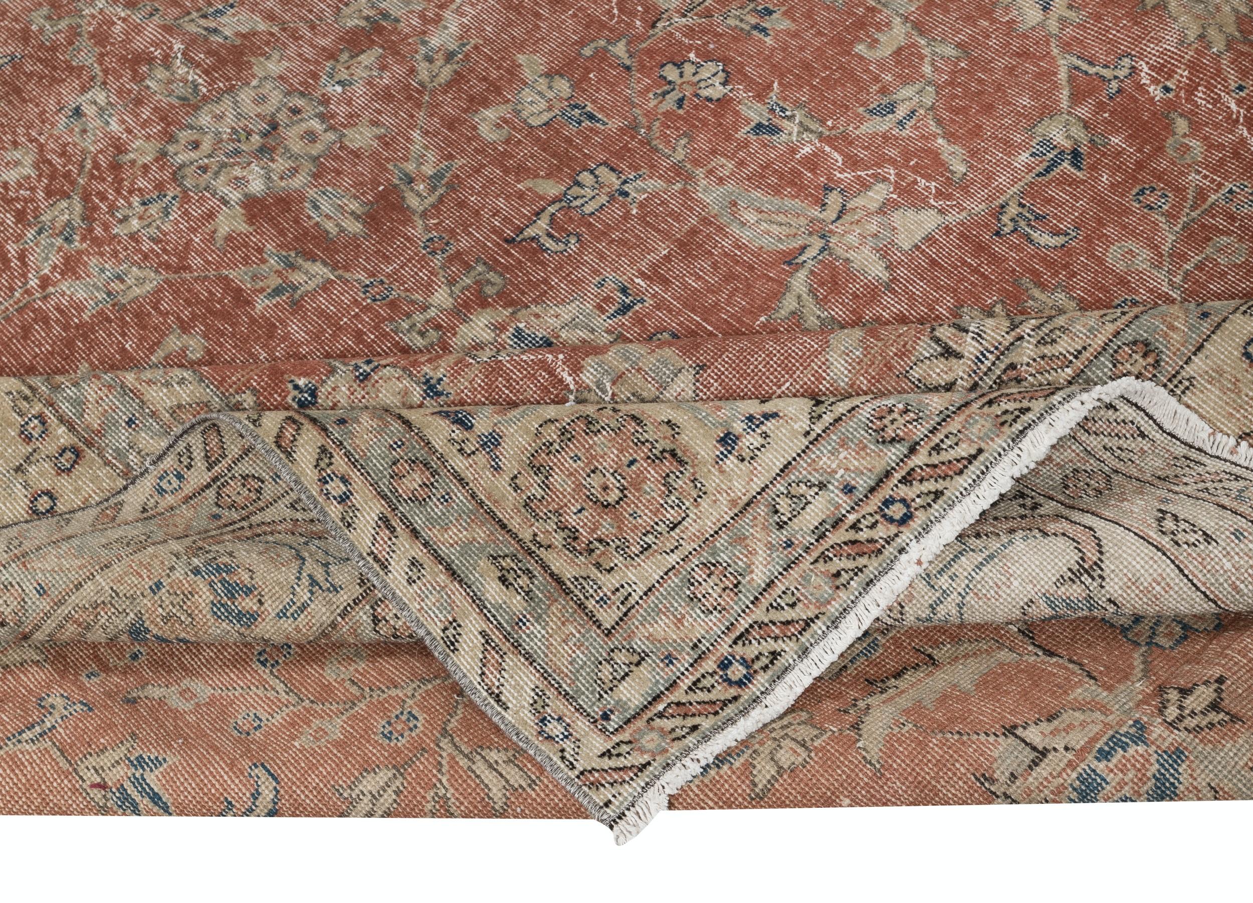 Alfombra Vintage Roja Suave Hecha a Mano 7,3x10,6 Pies. Alfombra de diseño floral única en su género Rústico en venta