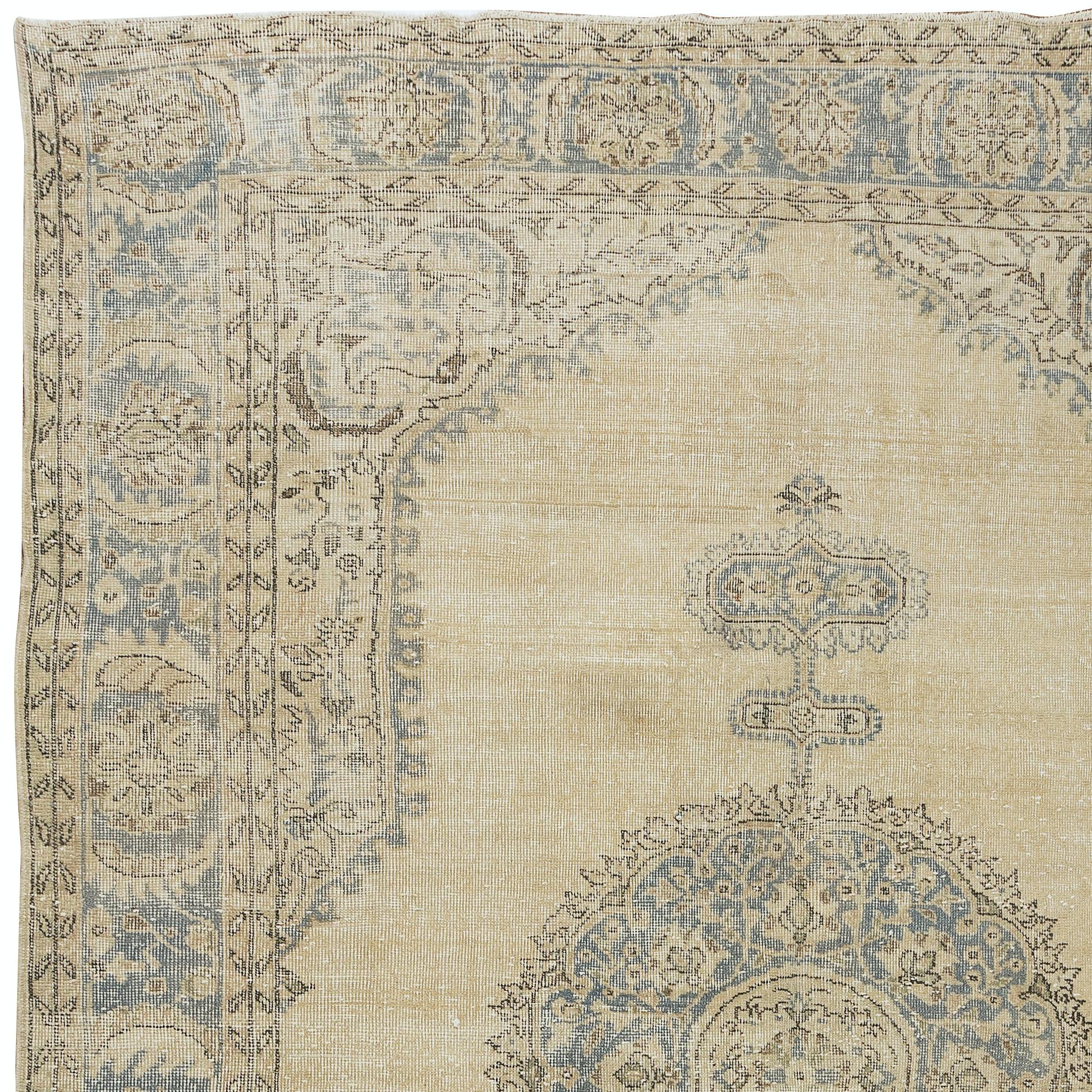 Our sun-faded rugs are all one-of-a-kind, hand-knotted, 50-70 year-old vintage pieces. They each boast their own singular handmade aesthetic drawn from the centuries-old Turkish rug-weaving traditions. These rugs are made completely of sheep’s wool,