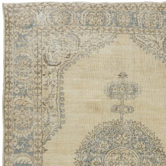 7.3x10.8 Ft Vintage Antique Washed Handmade Turkish Oushak Wool Area Rug
