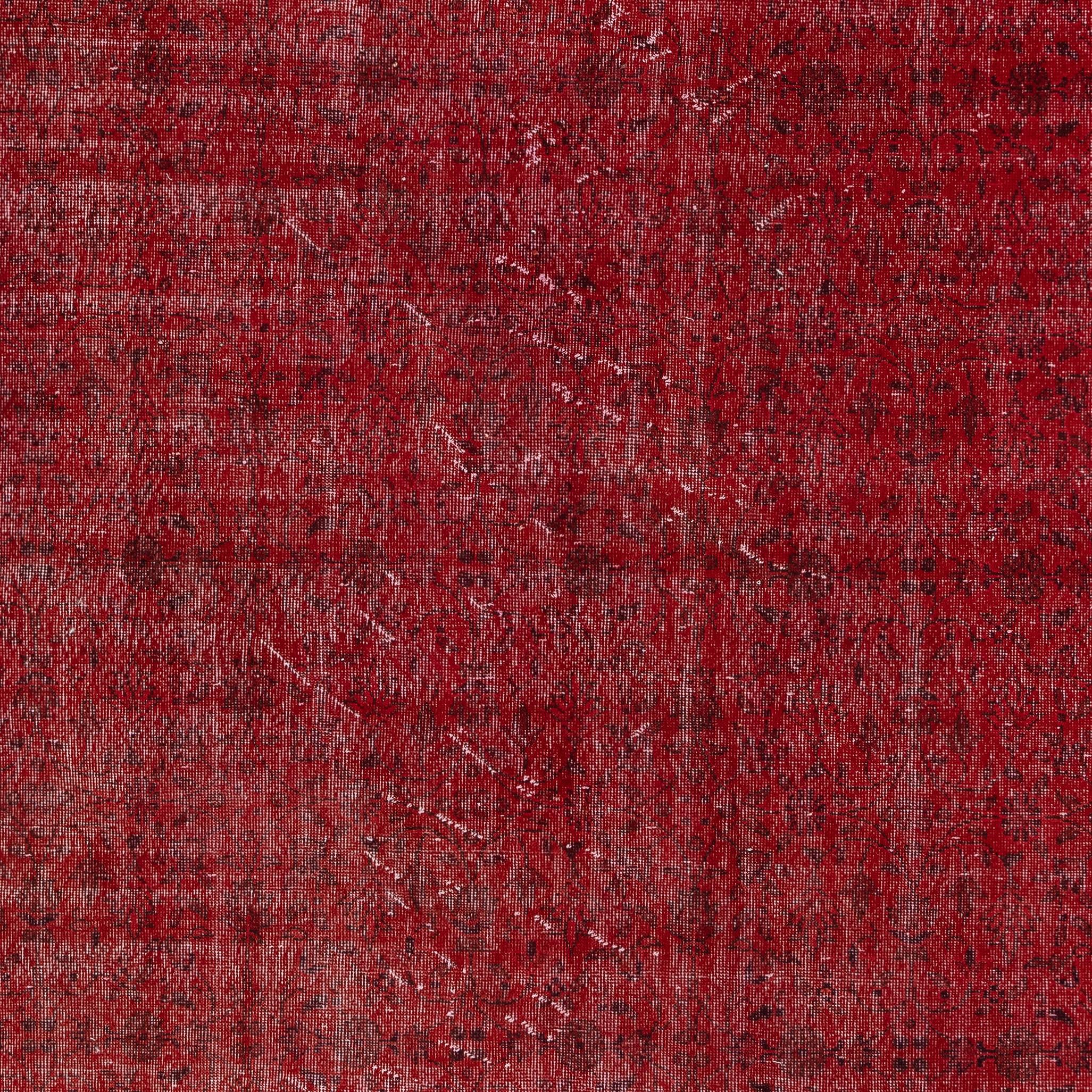 7.3x11 Ft handgeknüpfter türkischer Vintage-Teppich Overdyed in Rot für moderne Innenräume (Türkisch) im Angebot