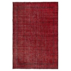 7.3x11 Ft handgeknüpfter türkischer Vintage-Teppich Overdyed in Rot für moderne Innenräume