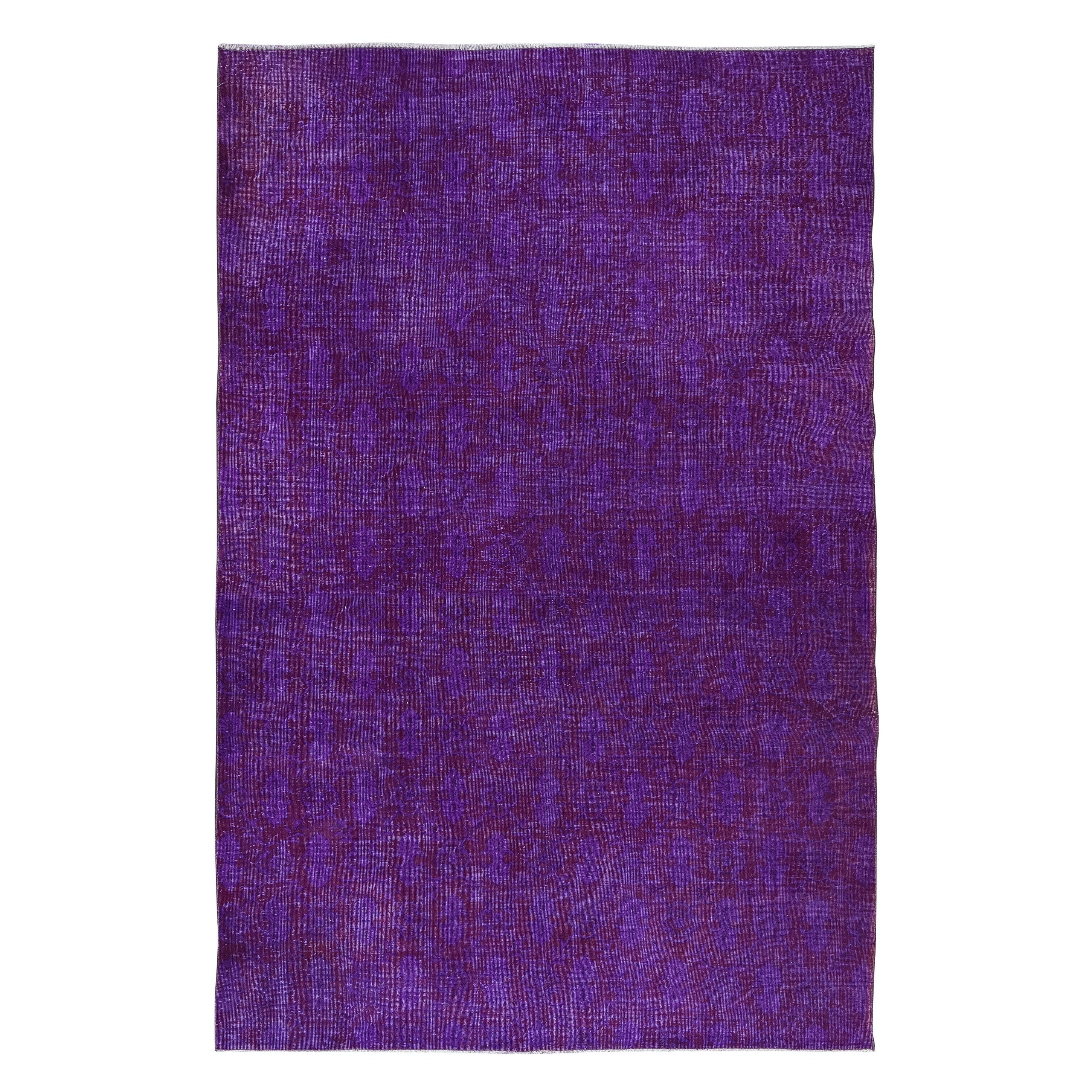 Tappeto di lana turca fatto a mano di grandi dimensioni 7,3x11 piedi nei colori viola