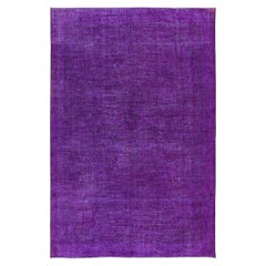 Tappeto di grandi dimensioni intrecciato a mano, unico, di colore viola, 7,3x11 piedi. Tappeto moderno turco Bohem