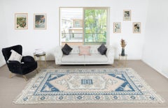 7.3x11.2 Ft Decorative Vintage Handmade Turkish Area Rug, 100% Wool