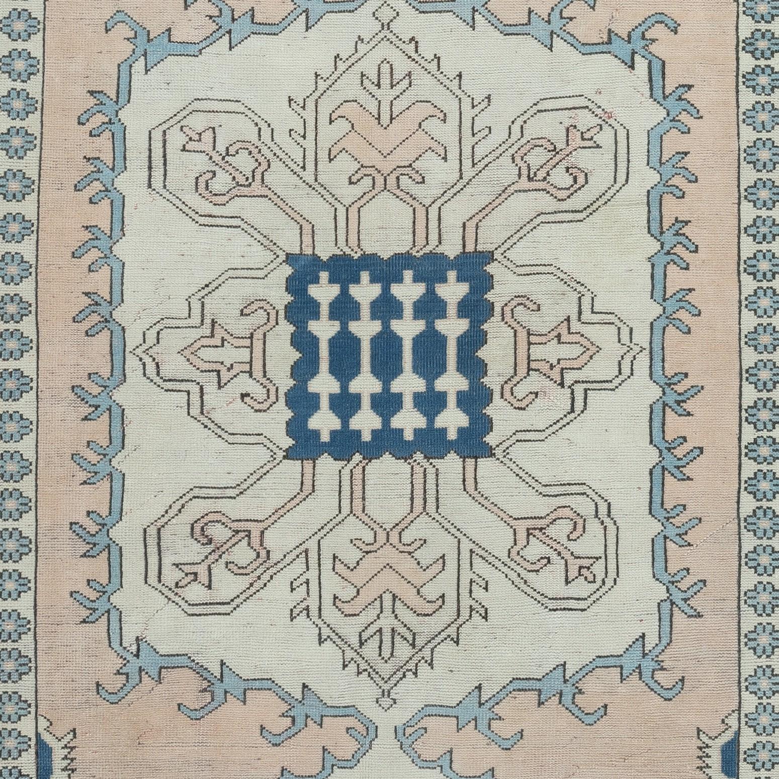 7.3x11.2 Ft Dekorativer türkischer Vintage-Teppich, handgefertigt, 100 % Wolle, Vintage (Handgeknüpft) im Angebot