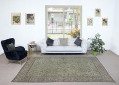 7.3x11.2 Ft Moss Green Handmade Turkish Area Rug for Modern Home & Office Decor