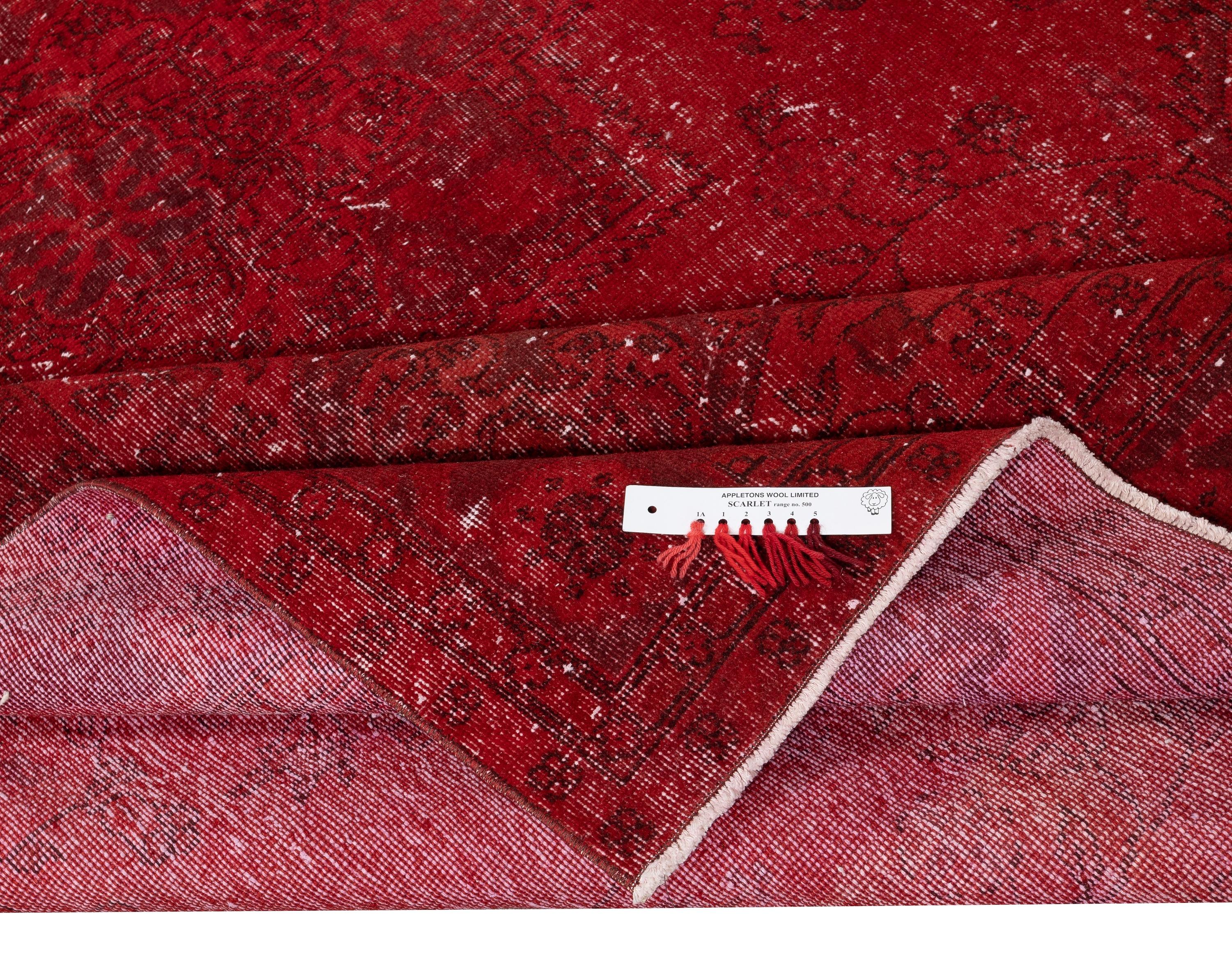 7.3x11.2 Ft Vintage Handgefertigter türkischer Teppich in Rot für zeitgenössische Interieurs (Moderne) im Angebot