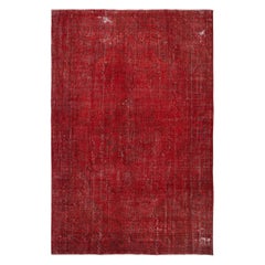 7.3x11.2 Ft Vintage Handgefertigter türkischer Teppich in Rot für zeitgenössische Interieurs