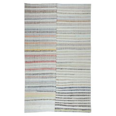 7.3x11.4 ft Adjustable Colorful Striped Kilim, Handwoven Cotton Turkish Rag Rug