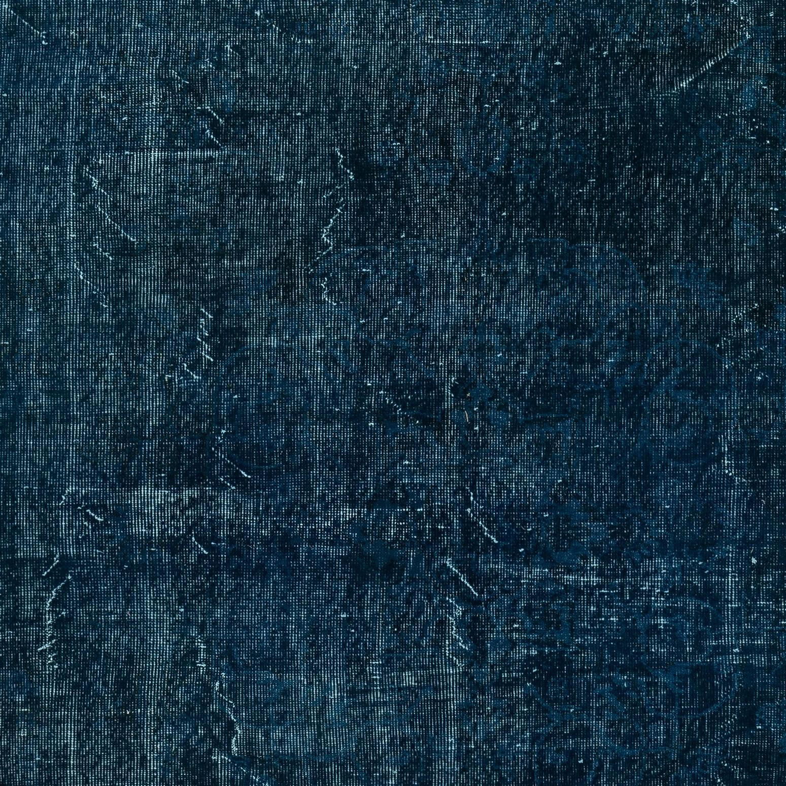 7.3x11.8 Ft Handgeknüpfter marineblauer Teppich in Marineblau, moderner handgefertigter türkischer Teppich im Zustand „Gut“ im Angebot in Spring Valley, NY