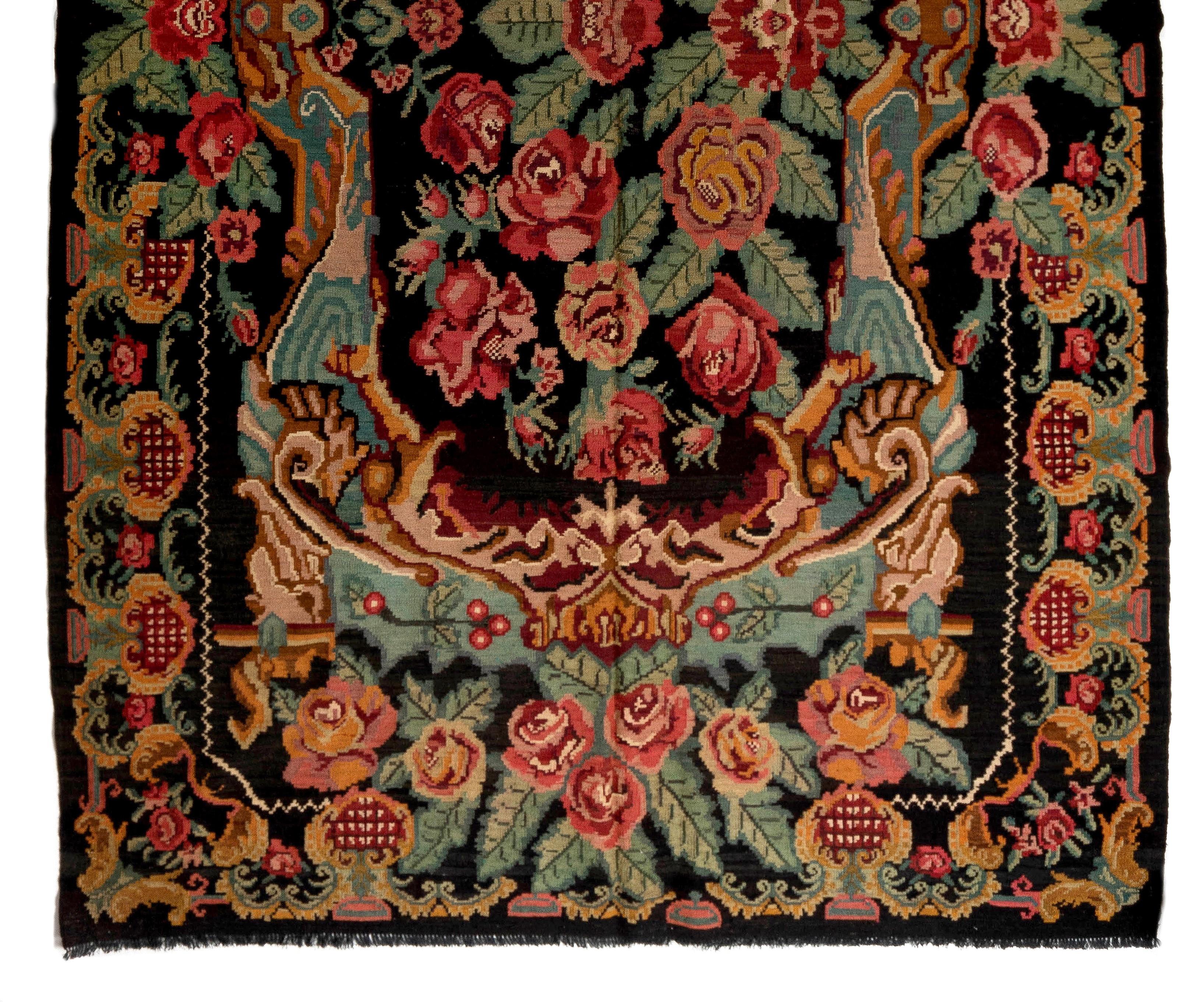 vintage floral wall-to-wall carpet