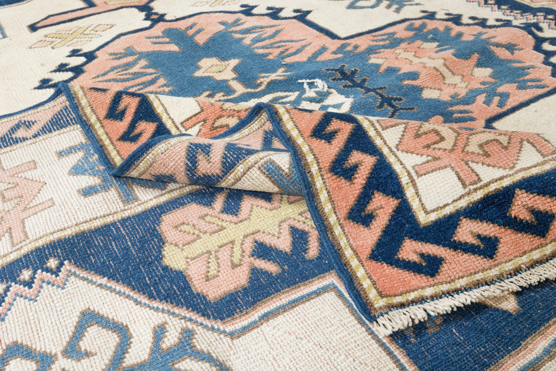 Tribal 7.3x9.2 Ft Central Anatolian Handmade Traditional Rug, Vintage Geometric Carpet For Sale
