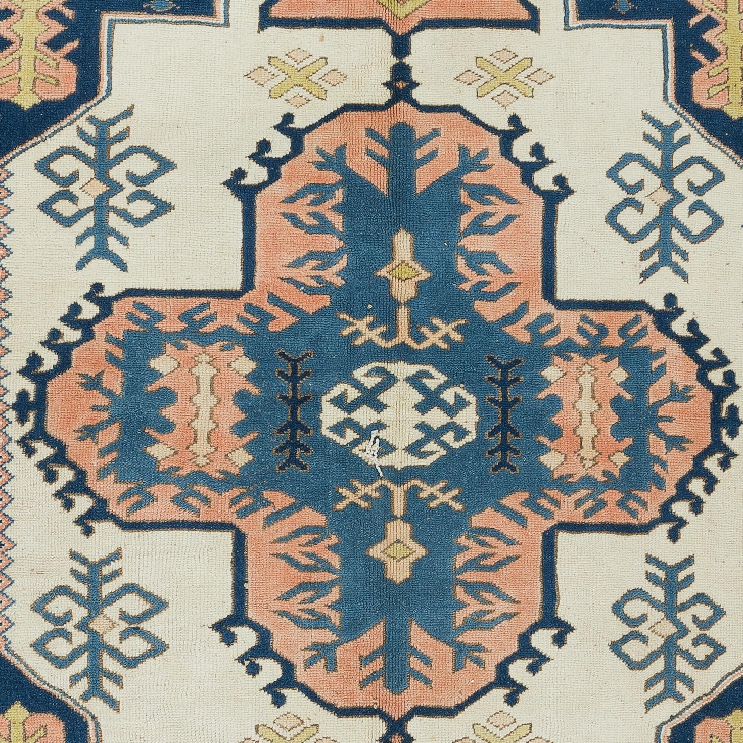 7.3x9.2 Ft Dekorativer türkischer Teppich, handgeknüpfter, geometrischer Teppich, 100 % Wolle (Moderne) im Angebot