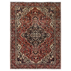 7'3"x9'7" Burnt Orange Vintage Persian Bakhtiar Hand Knotted Wool Oriental Rug