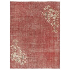 7.3x9.8 Ft One-of-a-pair Vintage Hand-Knotted Chinese Art Deco Design Red Rug