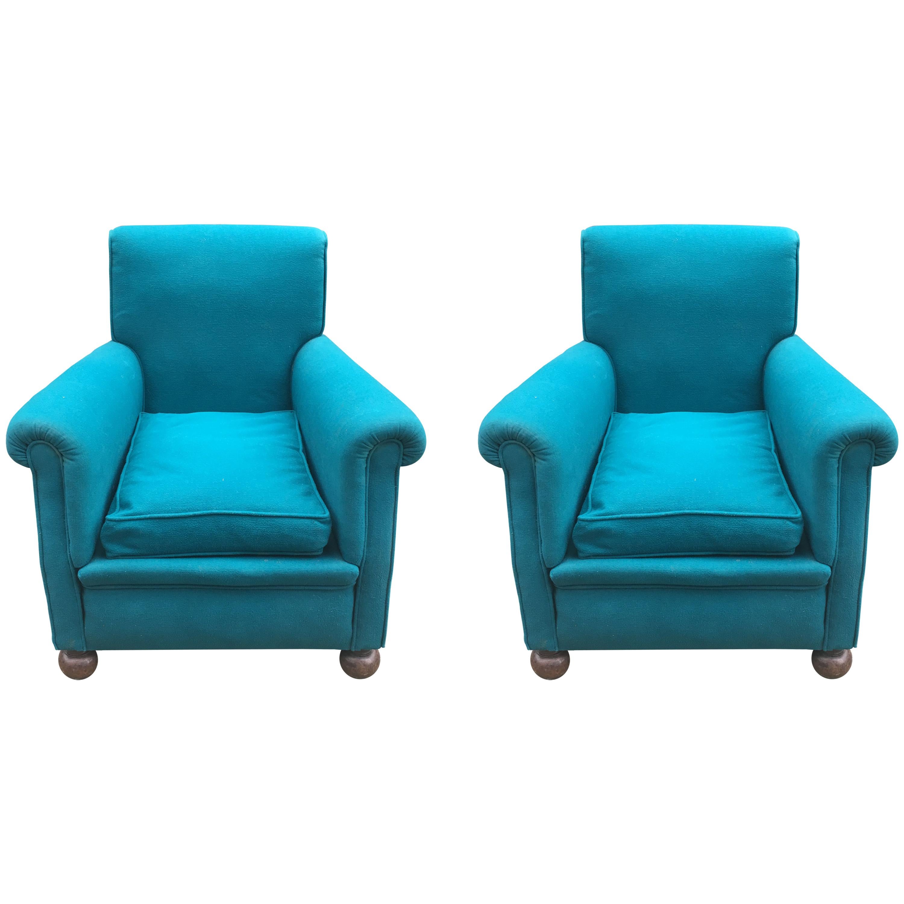 74/5000 Pair of Art Deco Armchairs, in the Style of Jules Leleu, circa 1940-1950 For Sale