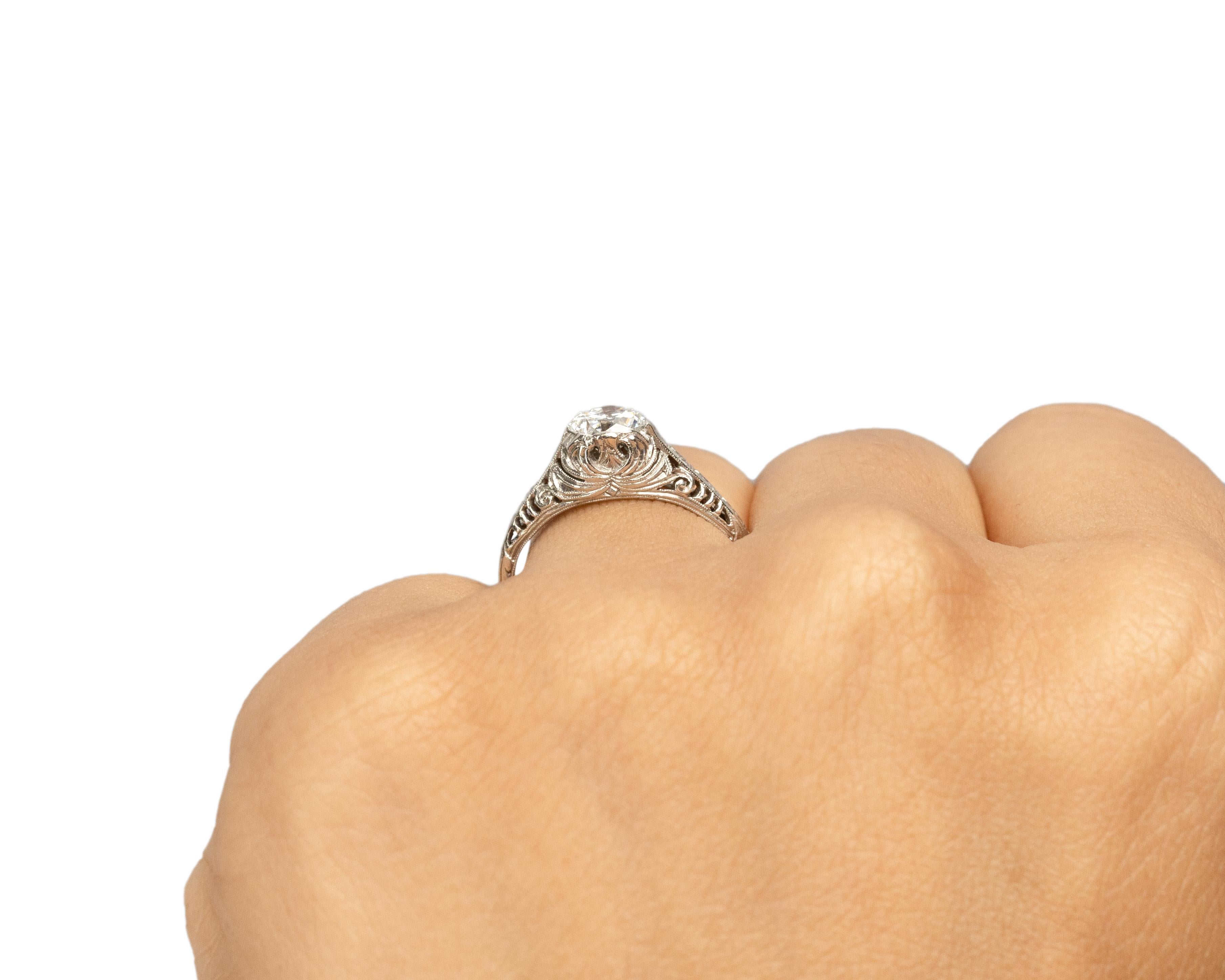Women's or Men's .74 Carat Diamond Platinum Engagement Ring For Sale