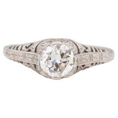 Antique .74 Carat Diamond Platinum Engagement Ring
