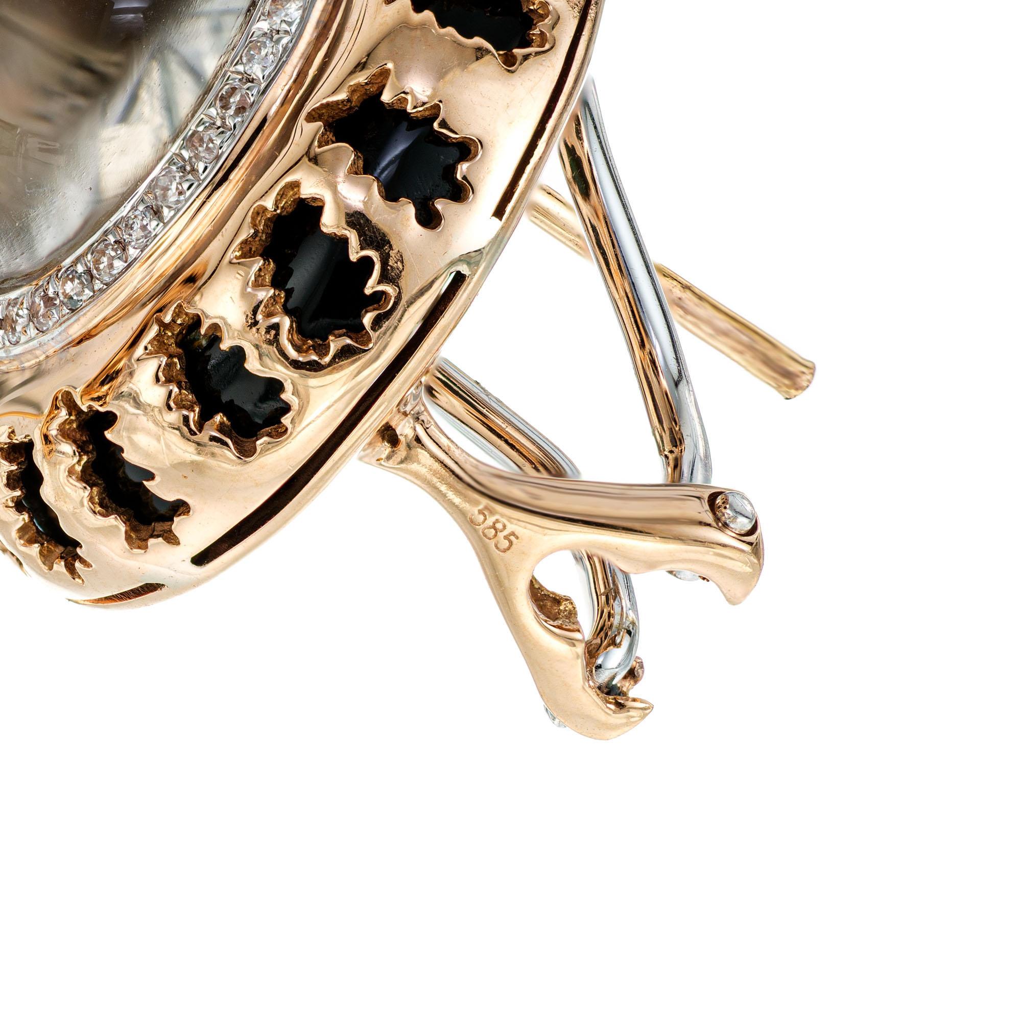 Women's .74 Carat Diamond Quartz Crystal Rose Gold Earrings For Sale