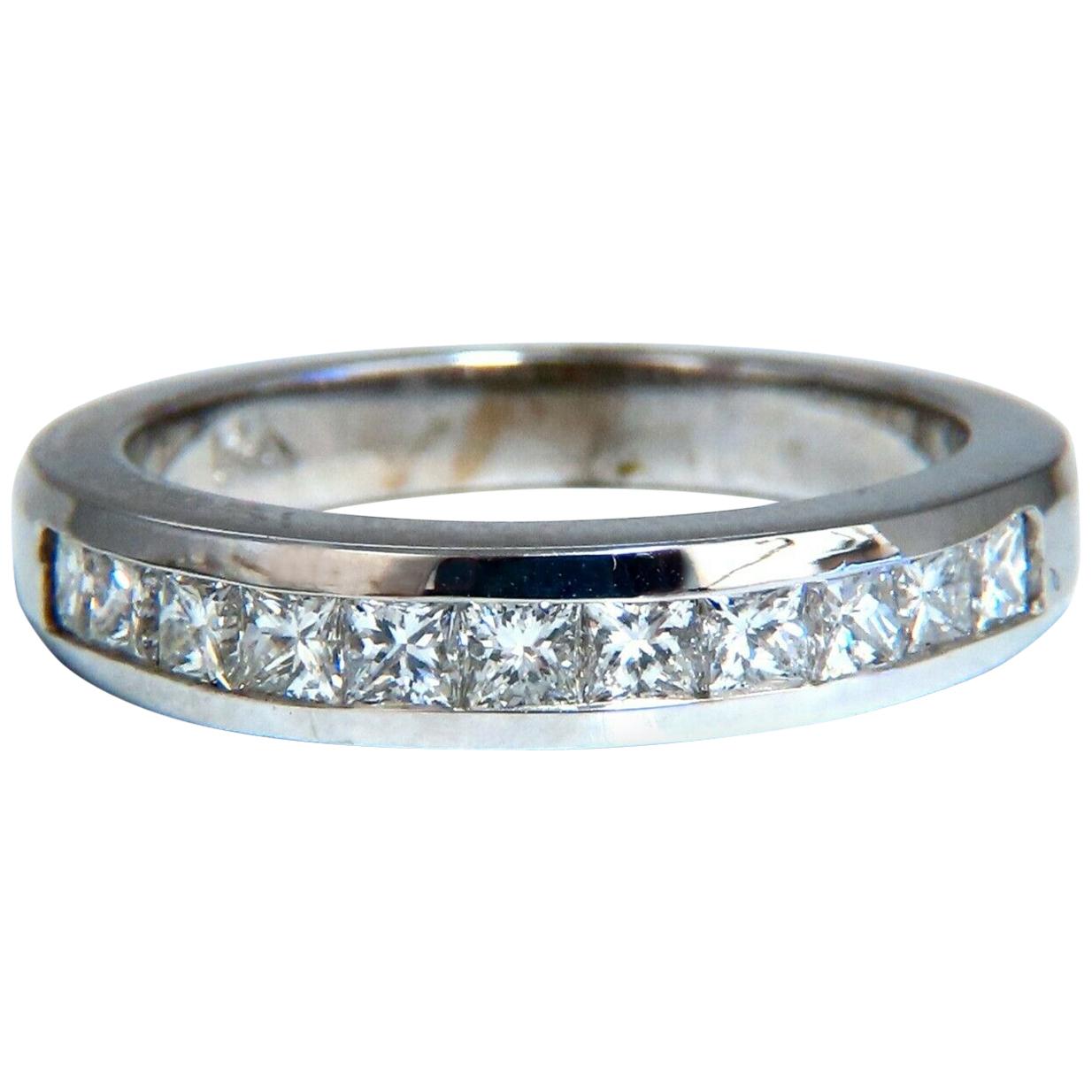 .74 Carat Natural Princess Cut Diamonds Channel Band 14 Karat Gold Ring*