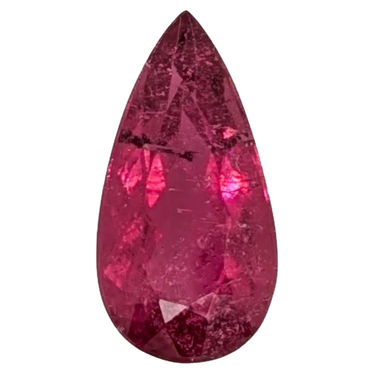 7.4 Carat Rubellite Tourmaline Gemstone  Pear Shape 19.5x10mm  Loose Gemstone For Sale