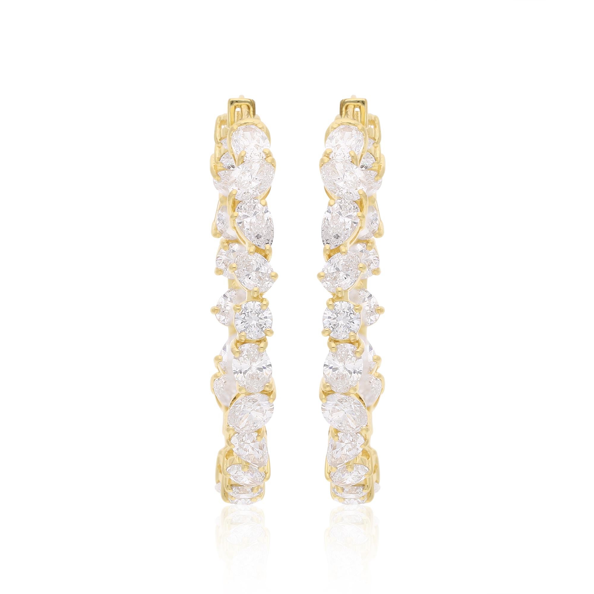 7,4 Karat SI Reinheit HI Farbe Diamant-Creolen-Ohrringe 18 Karat Gelbgold Schmuck (Moderne) im Angebot